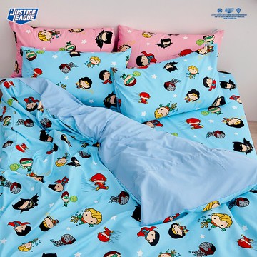 戀家小舖 被套 / 單人【Q版超級英雄-藍】磨毛多工法處理 DC正義聯盟 台灣製