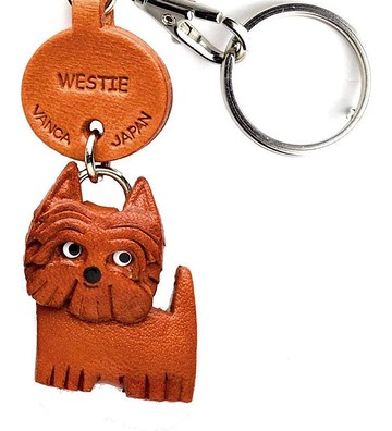 西高地白㹴 狗狗 真皮鑰匙圈 牽繩吊飾 手工製造 日本製 VANCA