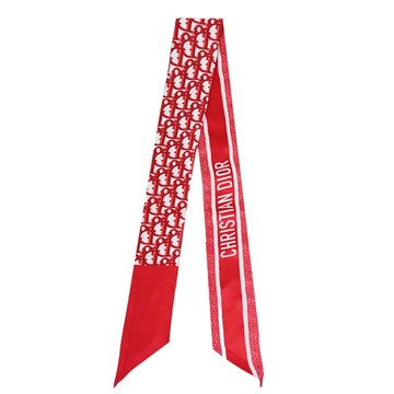 Christian Dior Mitzah Oblique 經典緹花標誌絲巾/絲帶.紅