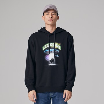 Lee 男女同款 寬鬆版 星際太空兔 帽T | X-LINE