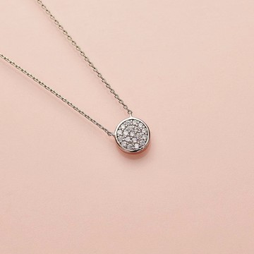 細緻鑲鑽小圓銀色項鍊