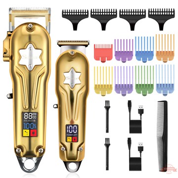 新款金屬子母電推剪理發器套裝理發店充插兩用專業油頭理發剪