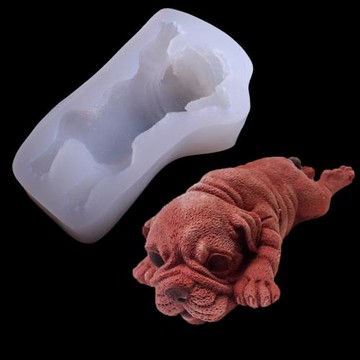 抖音網紅3D立體沙皮狗慕斯模具冰激凌臟臟狗硅膠蛋糕果凍布丁 4寸