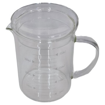 卡特屋 玻璃刻度量杯 附玻璃蓋 耐高溫耐低溫 防爆防炸裂 高硼矽玻璃 食品級安全材質 酸鹼耐腐蝕 V型壺嘴設計 舒適弧形把手  350ml  1個