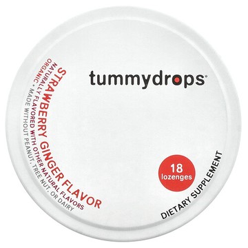 Tummydrops, 有機滴劑，草莓姜味，18 含片
