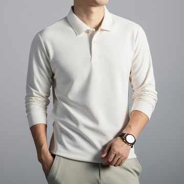 含羊毛蠶絲10A抗菌男士polo衫2025秋季新款雙面珠地純色長袖男t恤鑫弘-衣錦男裝