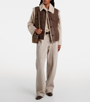 Brunello Cucinelli Shearling-lined suede vest