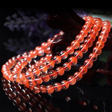 天然紅兔毛水晶多圈手鏈女 聚寶盆紅水晶手串紅色幽靈飾品 送證書