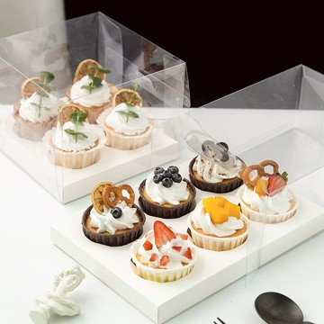 小紙杯杯子蛋糕包裝盒子透明塑料 甜品打包手提馬芬2粒4粒6粒個裝