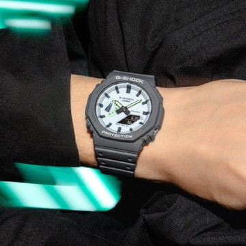 CASIO卡西歐 G-SHOCK GA-2100HD-8A 八角形時尚深灰雙顯腕錶 45.4mm