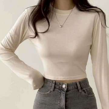 【nine韓系服飾】現貨韓國MUI.무이簡約百搭長袖素T恤 早秋新款  韓國上衣 打底衣 長袖上衣女