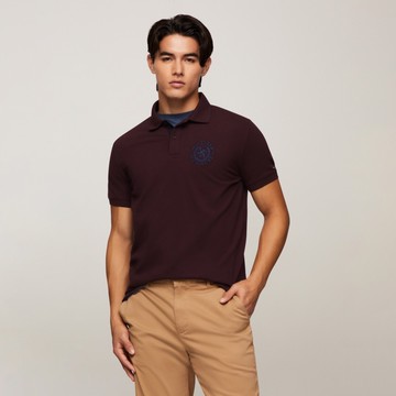 【Tommy Hilfiger】徽章彈力標準版型 Polo 衫 _紅色