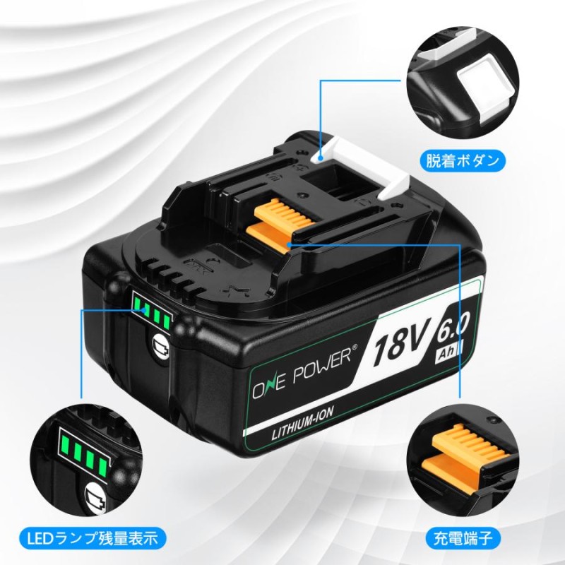 マキタ18V6.0AhバッテリBL1860B x 2個 & 充電器 DC18RF OnePower