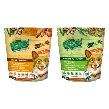 VegePet 【2入組】-機能性狗糧-HVP+起司+薑黃/HVP+褐藻+葡聚醣 1.5KG (成犬/熟齡犬/老犬適用)(狗乾糧/狗飼料)