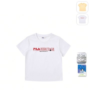【FILA】KIDS 女童款 吸濕排汗 短袖圓領T恤-白色 5TEY-4419-WT