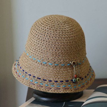 彩繩鏤空草帽415008
