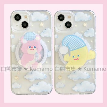 適用iphone16promax蘋果16手機殼MagSafe磁吸14支架13透明12星星15云朵韓風ins晚安可愛小熊女無線充電保護套