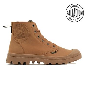PALLADIUM PAMPA CONTINENTAL LTH皇家恩菲爾德聯名經典皮革軍靴/休閒鞋-男鞋/女鞋-深棕