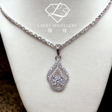 ［翎時珠寶］真正莫桑石 可過測鑽筆 18K金-鏤空水滴項鍊吊墜 MNG047 莫桑石項鍊 18K金項鏈 鑽石項鍊 鎖骨鏈