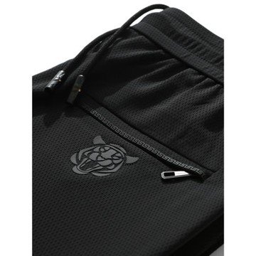 夏季網眼透氣冰絲褲男松緊腰休閑運動褲寬松直筒中年男褲長褲褲子