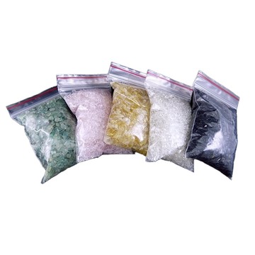 advance jewel 寶峻晶石館 五行碎石套裝 DIY聚寶盆 各100g  0.3~0.5cm  白水晶 + 粉晶 + 黃水晶 + 黑曜石 + 綠東陵