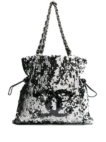 CHANEL Pre-Owned - 2007/2008 sequin-embellished CC shoulder bag - women - Plastic/Silk/Leather - One Size - Silver