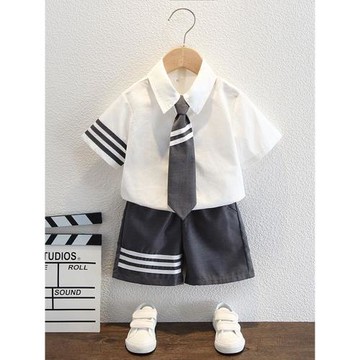 男童學院風套裝王心凌同款男女孩白襯衫夏裝TB夏兒童jk兄妹裝襯衣