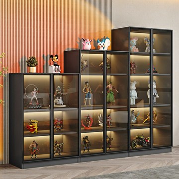 免運 開立發票  玻璃門樂高手辦柜現代簡約展示柜家用實木陳列柜客廳輕奢模型展柜