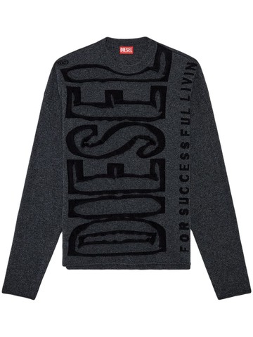 Diesel - K-Floyd logo-intarsia wool jumper - men - Wool - M - Grey