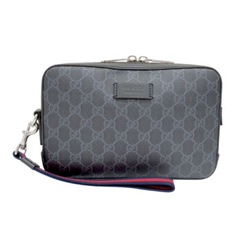 GUCCI 古馳 黑色 GG Supreme帆布 手拿包 495562 【二手名牌BRAND OFF】