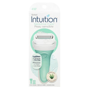 Schick, Intuition®，敏感護理®，有機蘆薈，1 個刀架，2 個刀頭