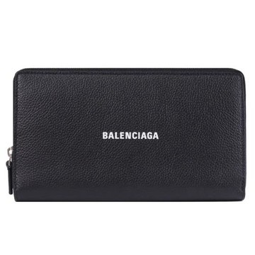 BALENCIAGA 巴黎世家 655927 燙印LOGO寬版ㄇ字拉鍊長夾.黑