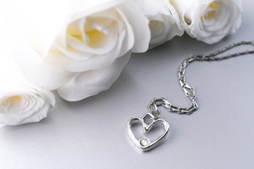 樹枝紋心型手工雕刻銀飾品 項鍊