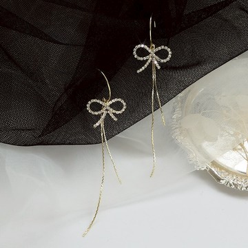 高級感法式蝴蝶結流蘇耳環女2020年新款潮復古氣質長款耳墜耳飾品