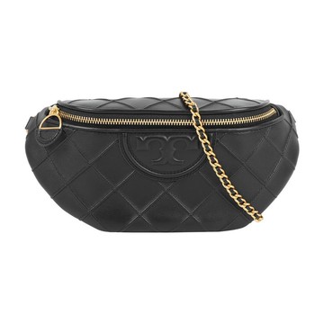 TORY BURCH Fleming 納帕皮革拉鍊腰包(黑色)