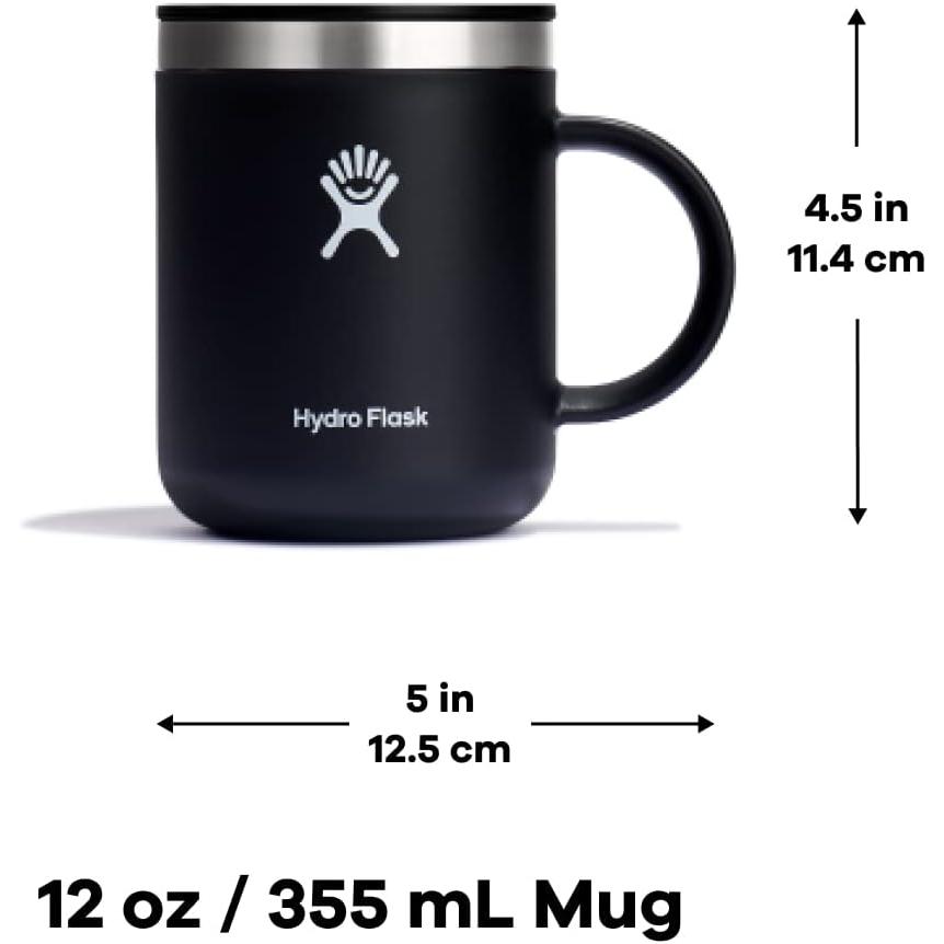 Hydro Flask(ハイドロフラスク) 断熱プレスイン蓋付きマグ ブラック 12オンス　並行輸入品