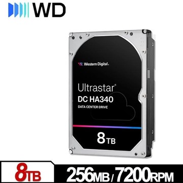 WD Ultrastar DC HA340 8TB 3.5吋 SATA 企業級硬碟 WUS721208BLE6L4(0B47078)