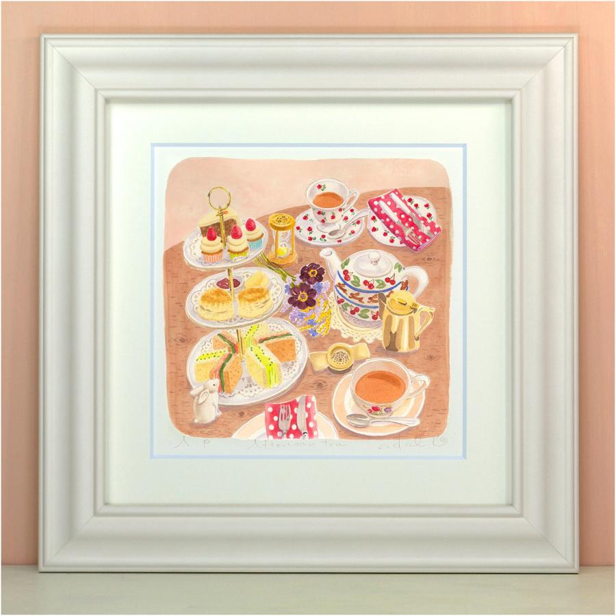 Afternoon tea　栗乃木ハルミ (くりのきはるみ)　Mサイズ　絵　絵画　水彩画　風景画　壁掛け