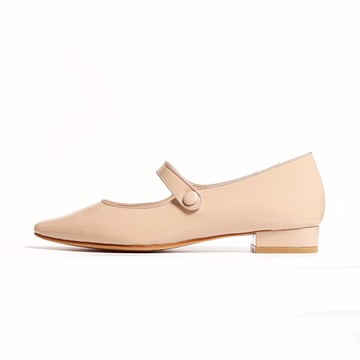 KOKKO都會舒弧質感滾邊瑪莉珍鞋裸膚色