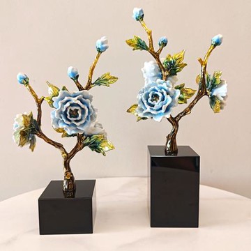 新中式琺瑯彩擺件輕奢高檔創意現代客廳玄關電視柜酒柜裝飾品擺設