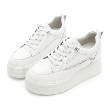 PLAYBOY Lucky 7 真皮內增高休閒鞋-PY1105白