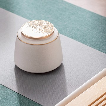 一品仟堂若南粗陶茶葉罐茶葉罐儲茶罐家用小號密封陶瓷存茶罐茶葉