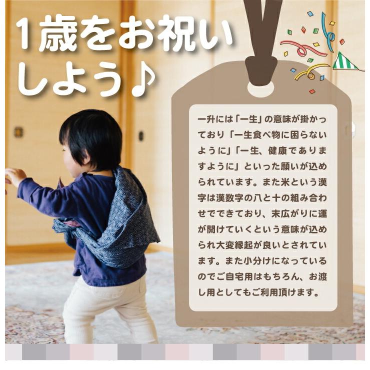 送料無料 一升米 ななつぼし 「300g × 5袋 (計1.5kg)セット」 令和５年産 新米 選び取りカード 10枚付 1歳 誕生日 可愛い プチギフト 名入れ 一升餅