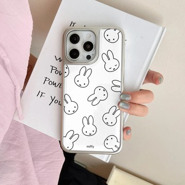 簡約米菲兔頭像適用蘋果iPhone17/16pro手機殼14水凝13電鍍15可愛