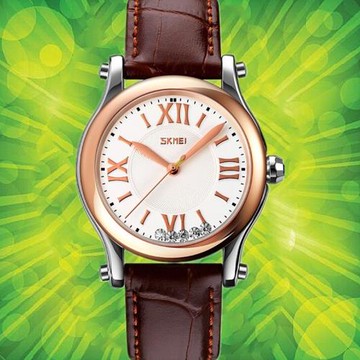 時刻美新款女士潮流真皮網紅時尚學生手表ins風鑲鉆防水女石英表