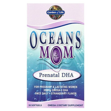 Garden of Life, Oceans Mom，產前 DHA，草莓味，30 粒軟凝膠