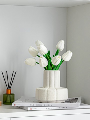 北歐ins風陶瓷奶油花瓶插花客廳電視柜創意干花郁金香鮮花小擺件