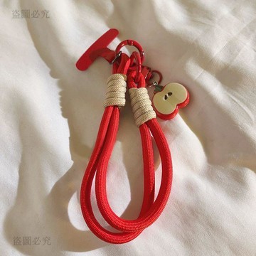闆娘回饋🔔ins黑扣蘋果掛件 手機掛繩 紅色鑰匙圈 相機短款腕帶 通用掛鍊 防丟手腕帶 耐用金屬扣 手機吊飾 7E9c