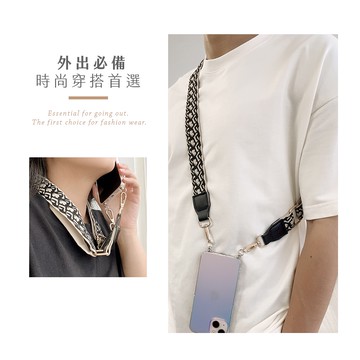 隔日到貨🔥For iPhone15/14/13/12【釦殻+長鍊】黑紋圖騰手機掛繩 掛繩組 可當背帶 吊繩 包包