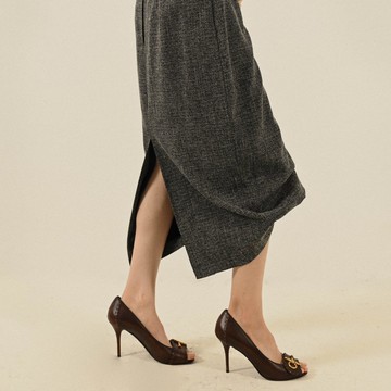 【NaSuBi Vintage】打褶設計緹花古著長裙